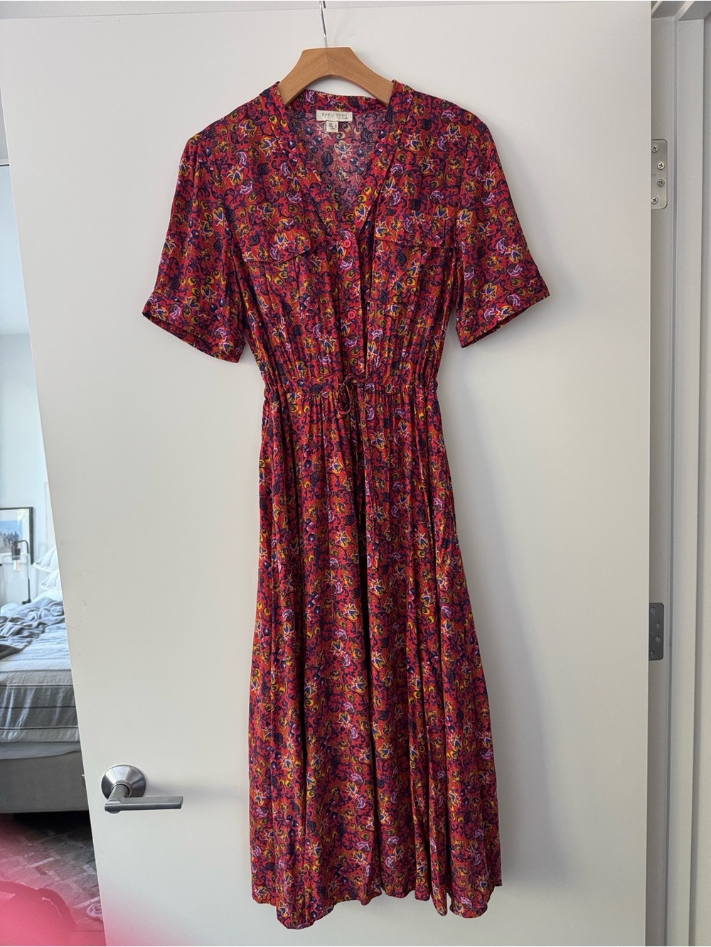Floral Midi Dress in Burgundy Pink